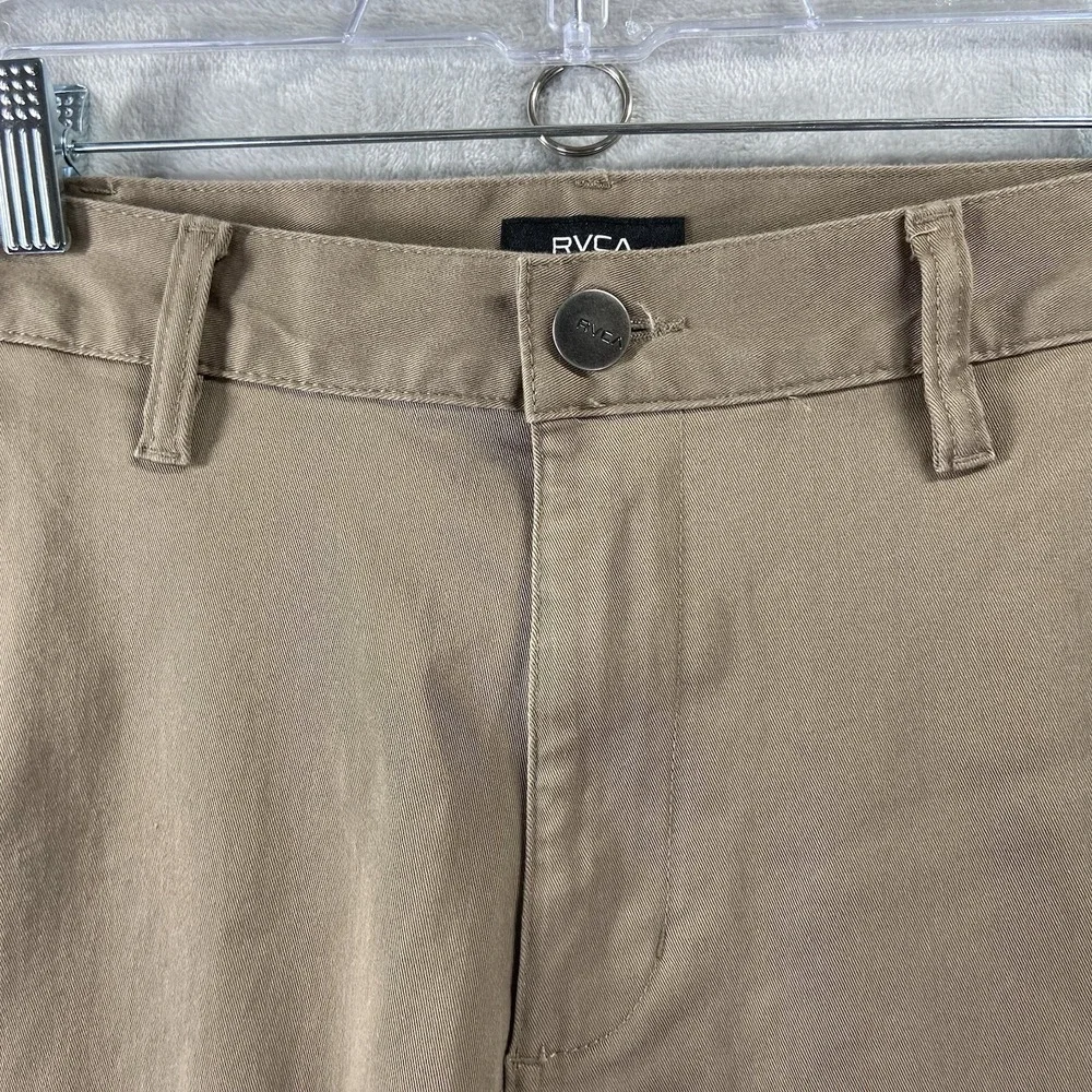 RVCA Pants men's 31x31 Chino Week-End Fit Classic Brown Flat Front Stretch Skate